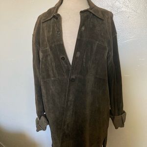 1990’s Brown Suede Genuine Leather Soft Vintage Lightweight Jacket / Shacket